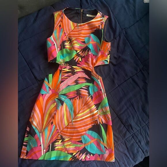 Trina Turk Womens  Sleeveless  A-Line Mini Dress Retro Size 0 waist neckline - Picture 1 of 13